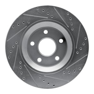 Jeep Wrangler Brake Rotor (1) - Front Left - R1 Concepts - Drilled & Slotted - Silver - `12-`18